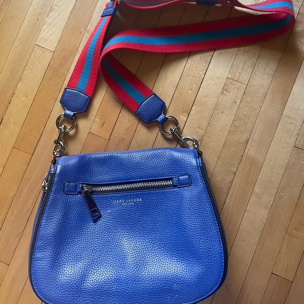 Marc by Marc Jacobs blue crossbody bag with webbed strap
